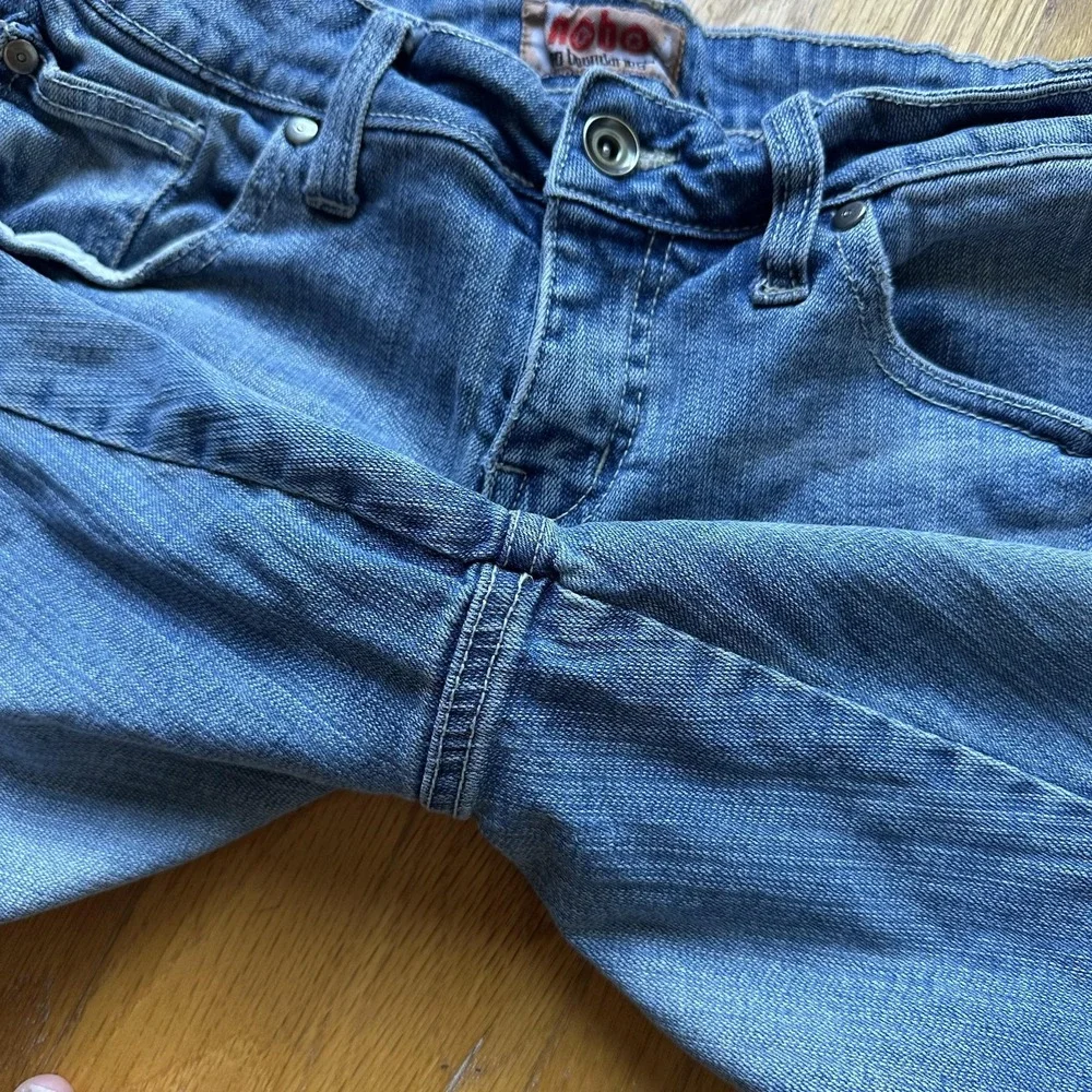 VTG Y2K No Boundaries Denim Jean Shorts Low Rise 9 Blue Bermuda Stretch 5 Pocket
